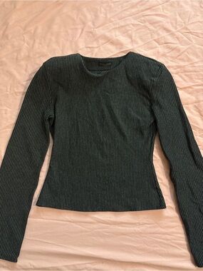 Zara Long-Sleeve Pinstripe Top - Grey
